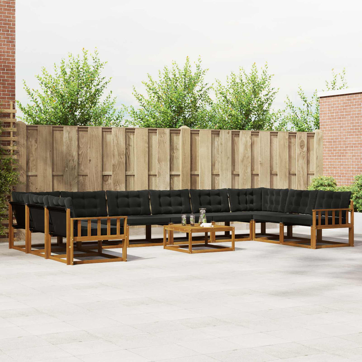 vidaXL Outdoor Sofa Set with Cushions 11 pcs Natural and Cream