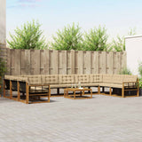 vidaXL Outdoor Sofa Set with Cushions 11 pcs Natural and Cream