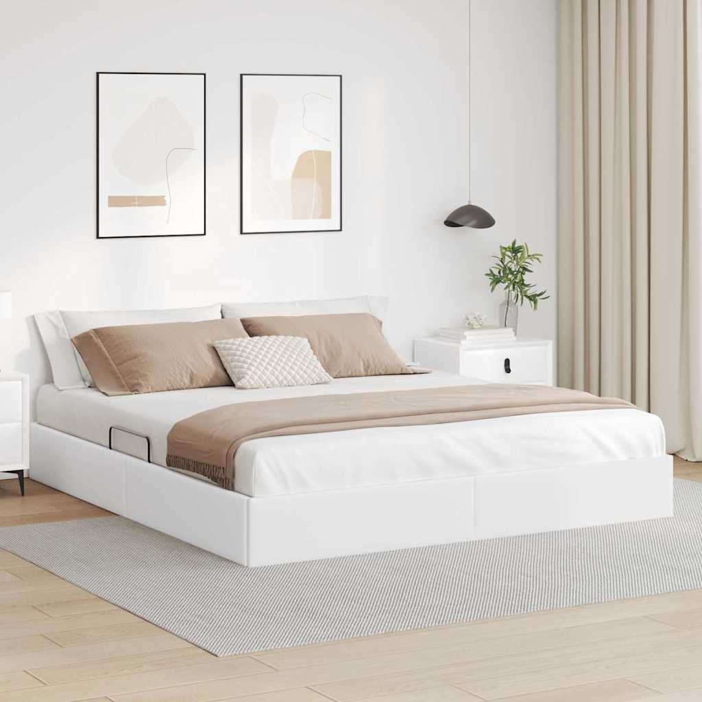 vidaXL Opbergbed met matras Zuiver Wit 183 x 213 cm Kunstleer