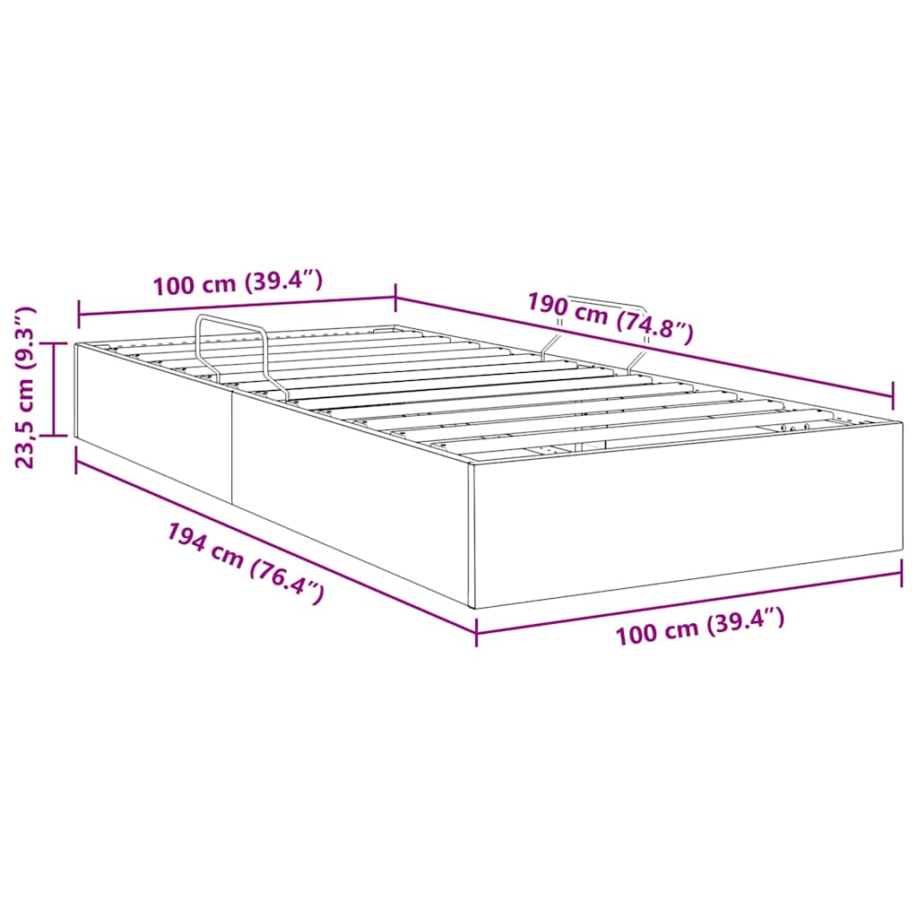 vidaXL Opbergbed met matras Donkergrijs 100 x 190 cm Fluweel