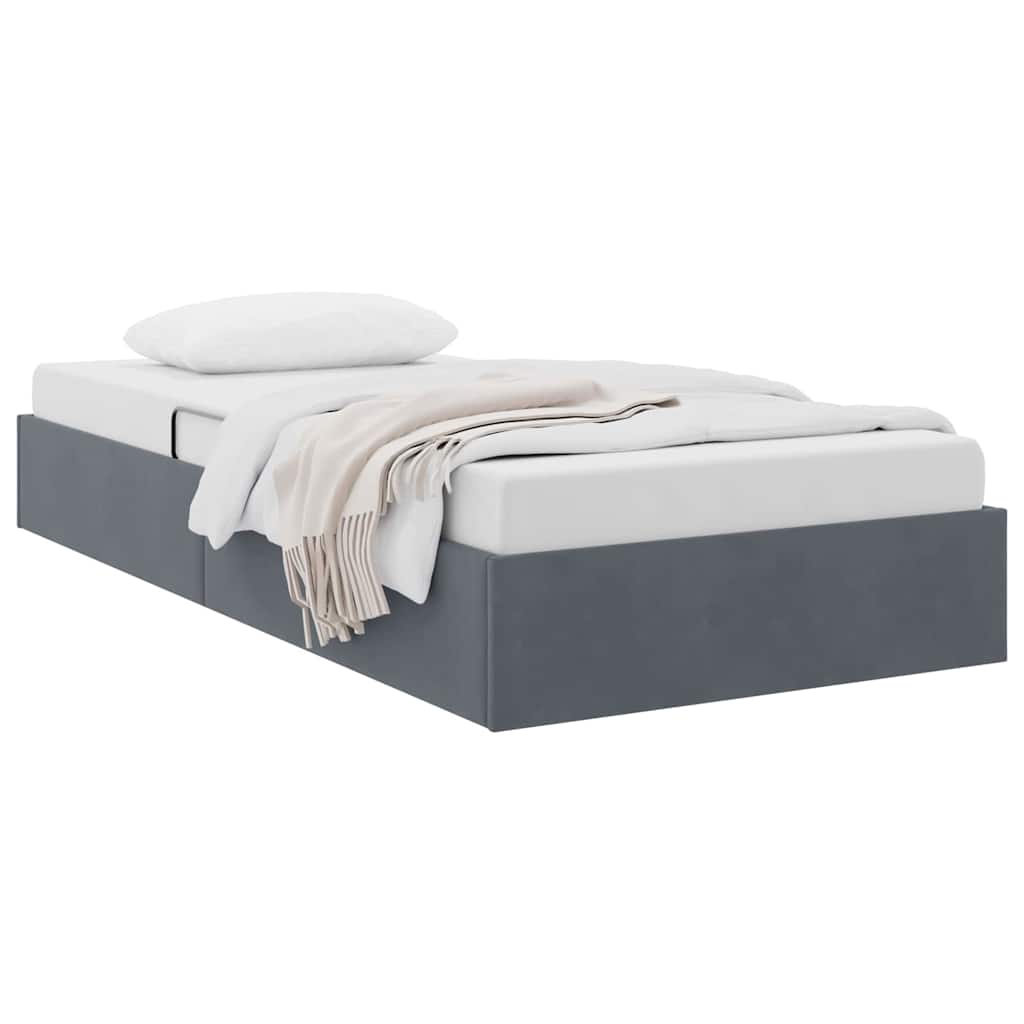 vidaXL Opbergbed met matras Donkergrijs 100 x 190 cm Fluweel