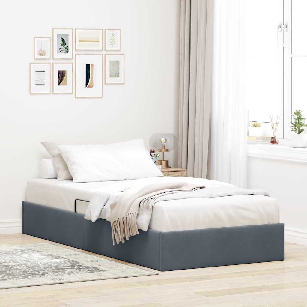 vidaXL Storage Bed with Mattress Dark Grey 100 x 190 cm Velvet