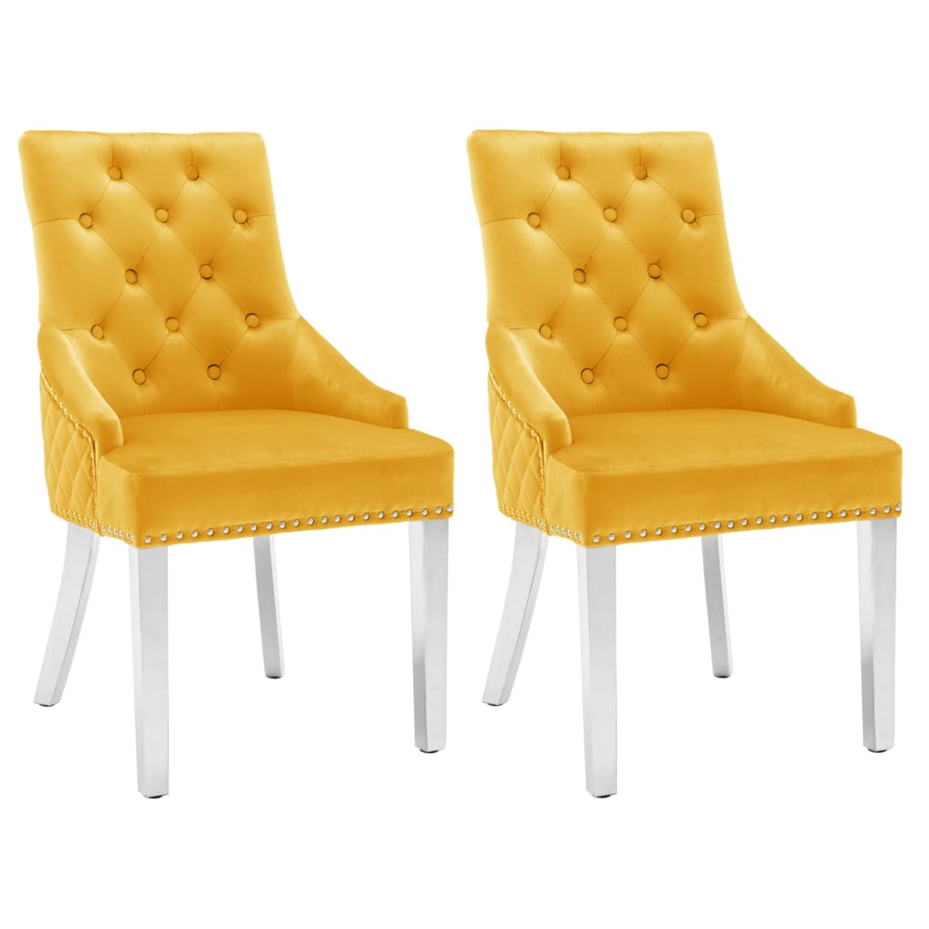 vidaXL Eetkamerstoelen 2 st fluweel geel