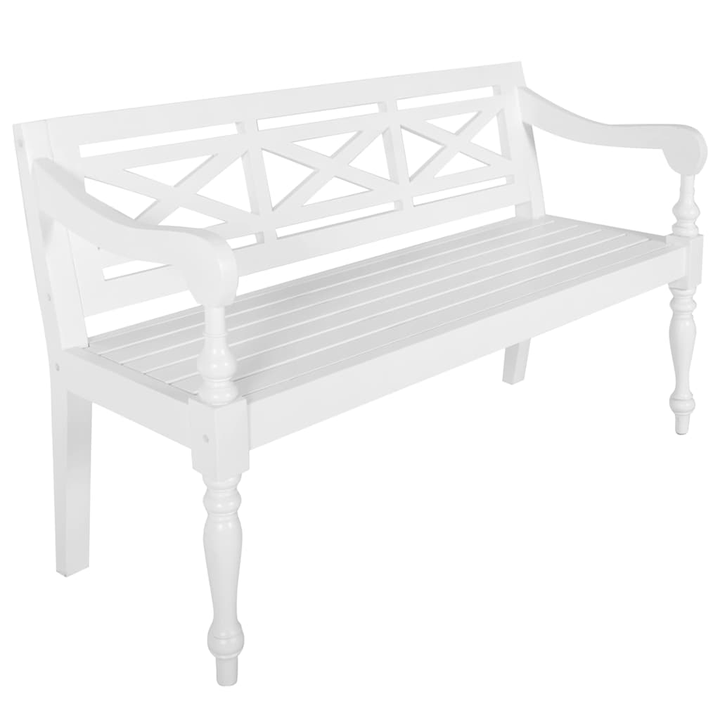 vidaXL Batavia Bench 98 cm Solid Mahogany Wood White
