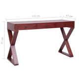 vidaXL Computerbureau 115x47x77 cm massief mahoniehout bruin