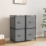 vidaXL Opbergkast met 4 stoffen manden 63x30x71 cm staal zwart