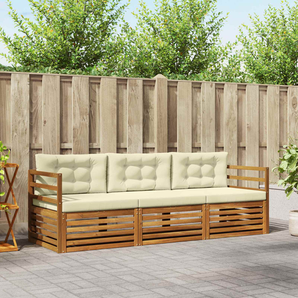 vidaXL Outdoor Sofa Set 3 pcs Natural