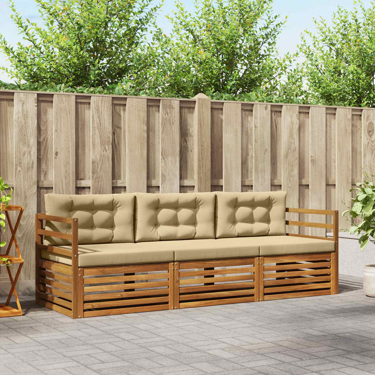 vidaXL Outdoor Sofa Set 3 pcs Natural