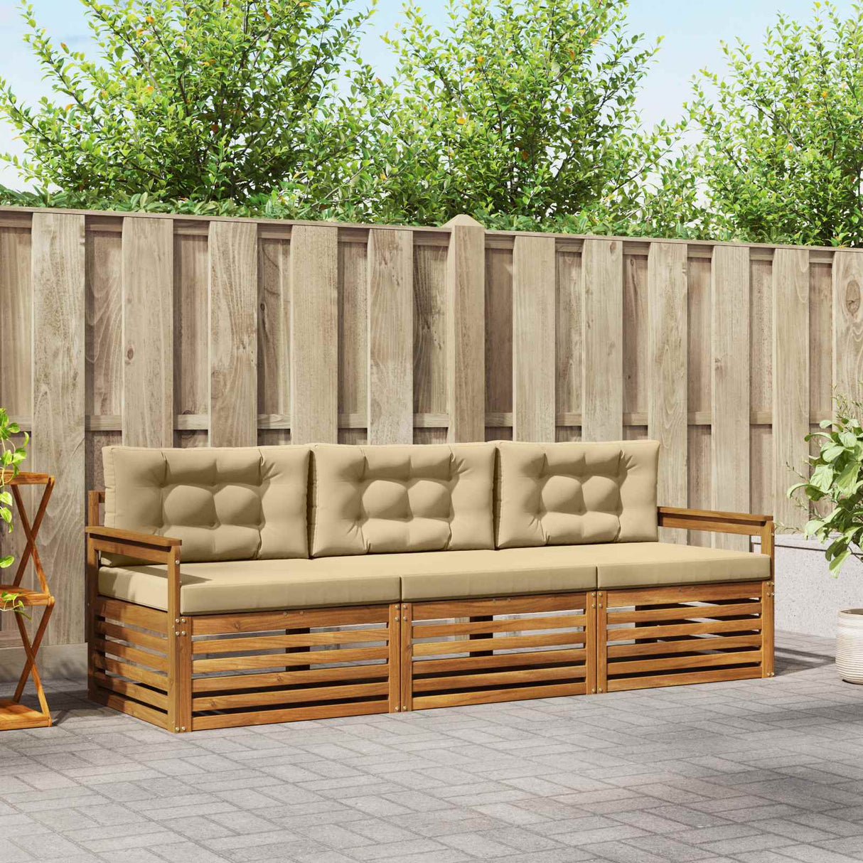 vidaXL Outdoor Sofa Set 3 pcs Natural