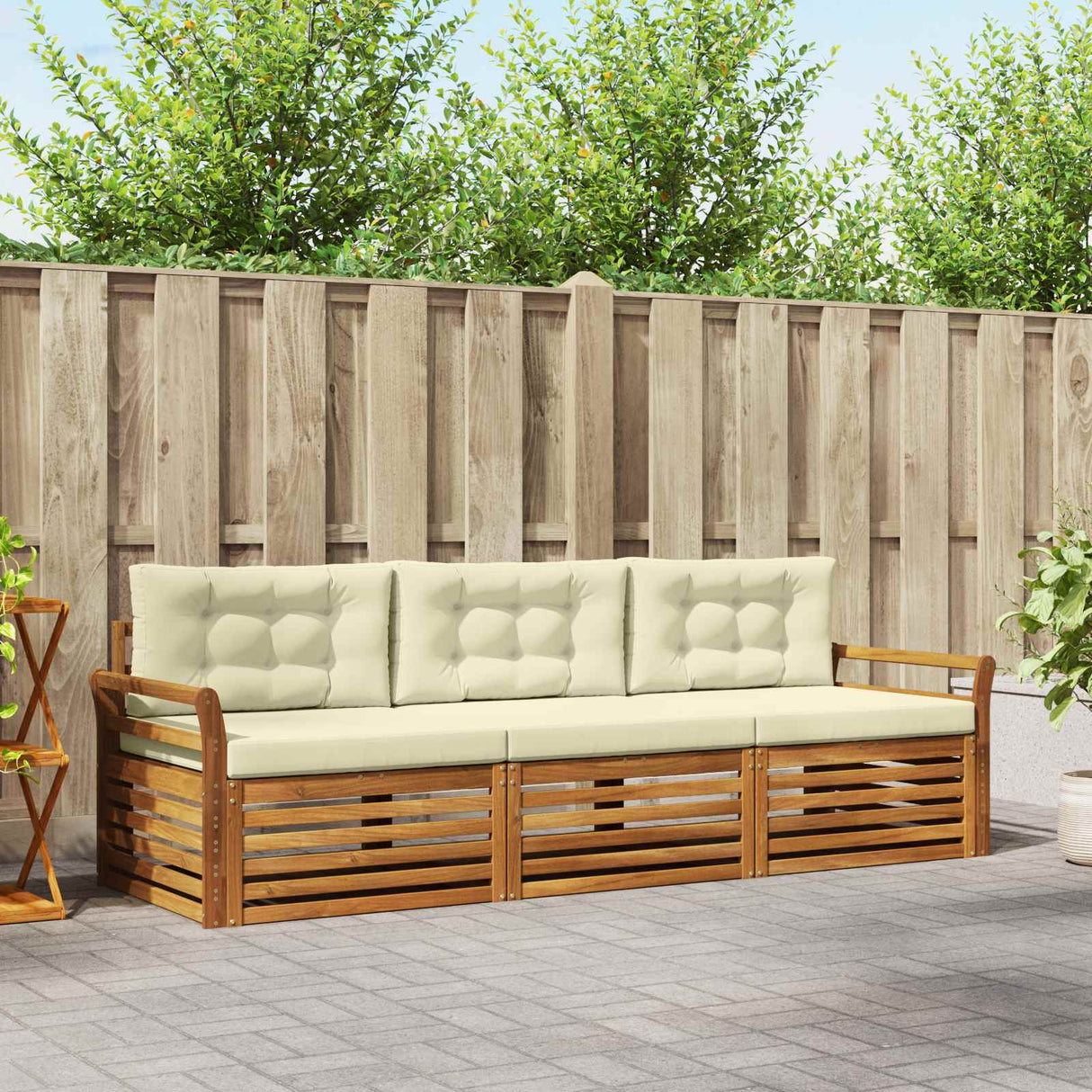 vidaXL Outdoor Sofa Set 3 pcs Natural