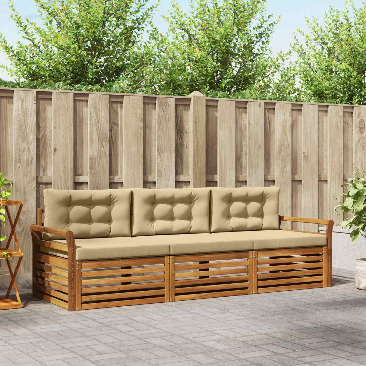 vidaXL Outdoor Sofa Set 3 pcs Natural