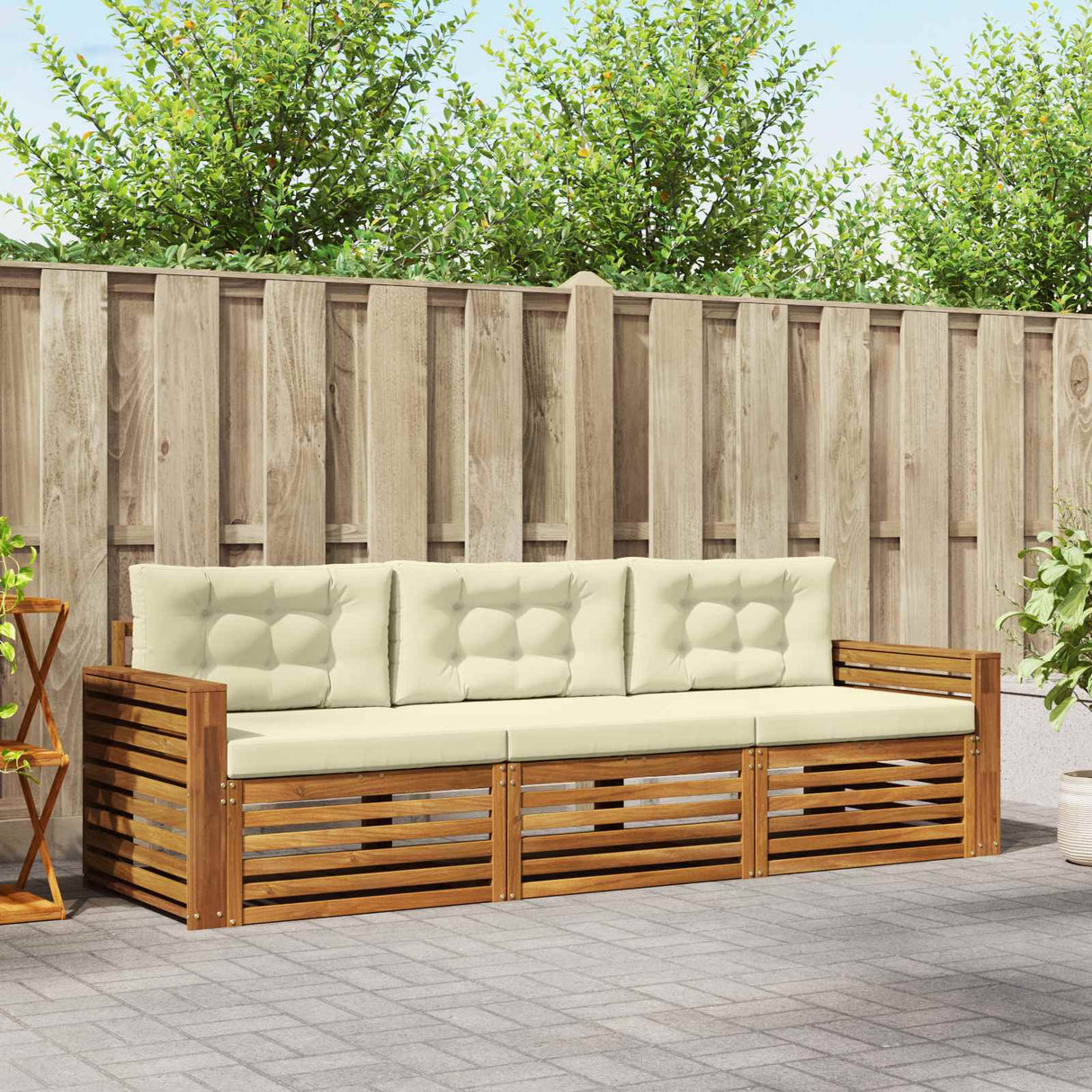 vidaXL Outdoor Sofa Set 3 pcs Natural