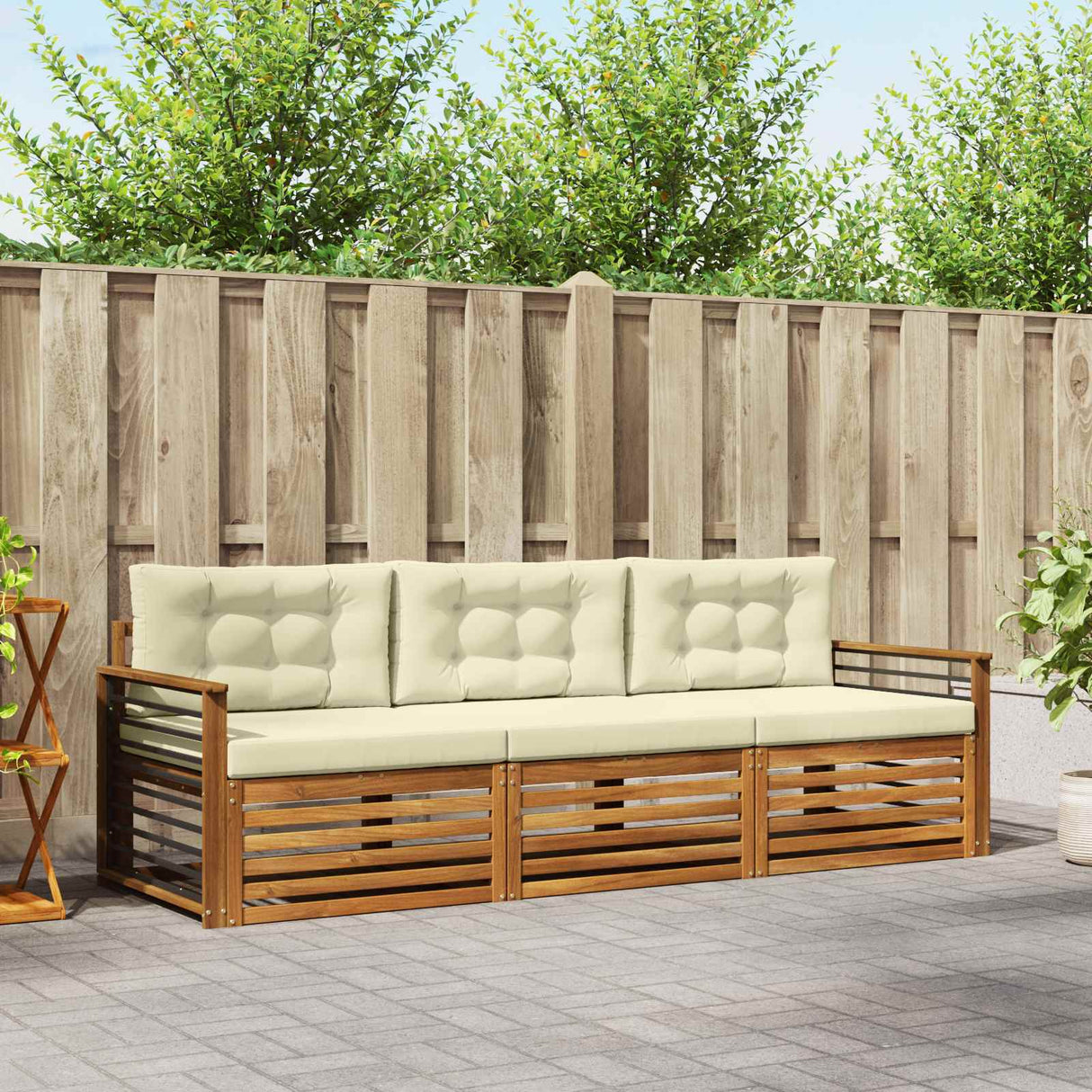 vidaXL Outdoor Sofa Set 3 pcs Natural