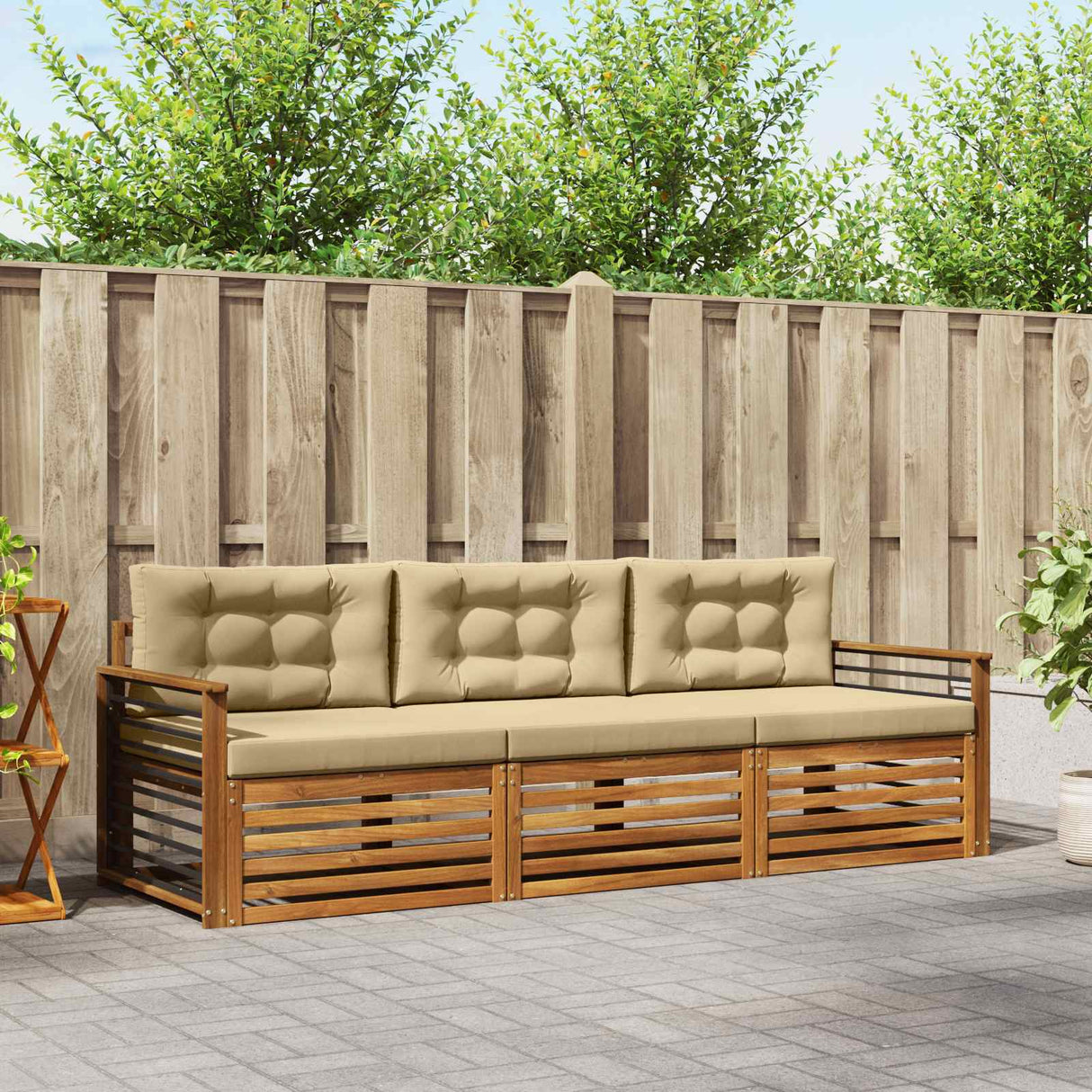 vidaXL Outdoor Sofa Set 3 pcs Natural