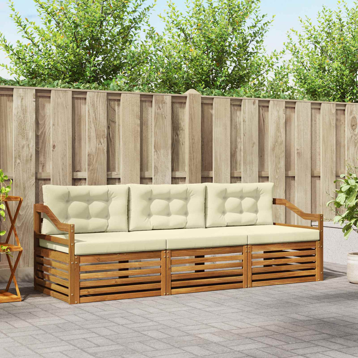vidaXL Outdoor Sofa Set 3 pcs Natural