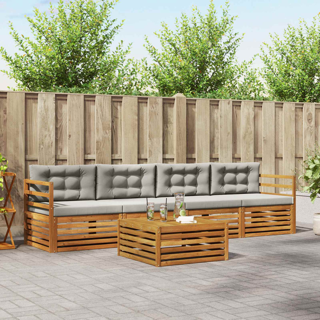 vidaXL Outdoor Sofa Set 5 pcs Natural