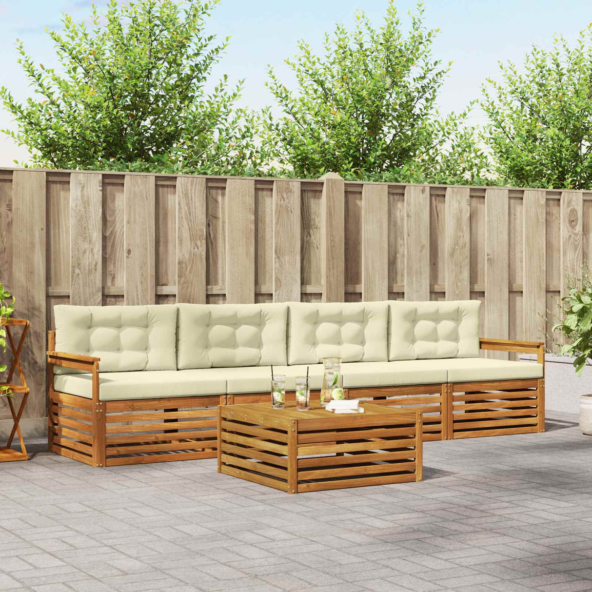 vidaXL Outdoor Sofa Set 5 pcs Natural