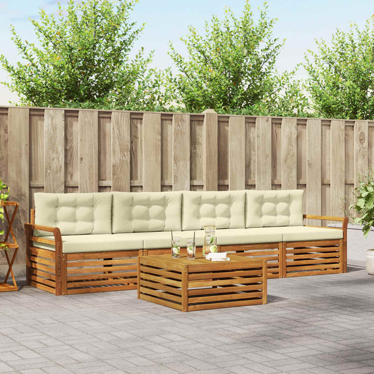 vidaXL Outdoor Sofa Set 5 pcs Natural