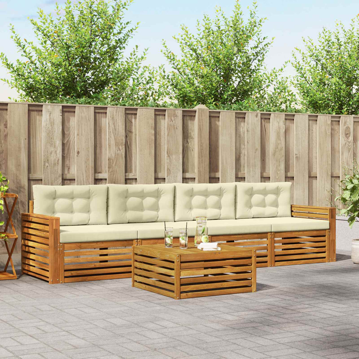 vidaXL Outdoor Sofa Set 5 pcs Natural
