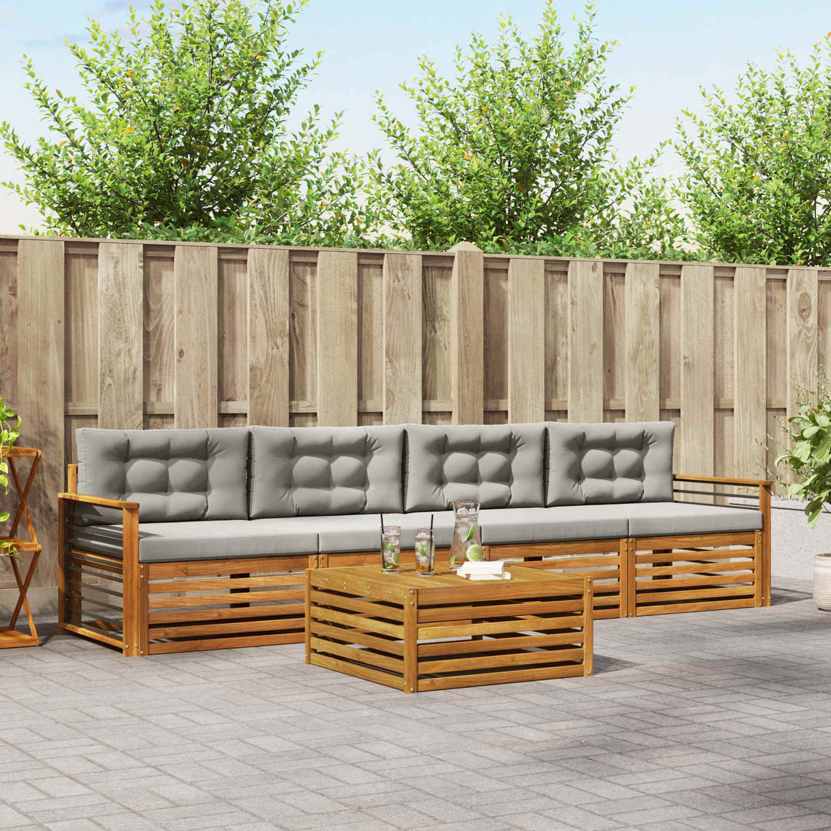 vidaXL Outdoor Sofa Set 5 pcs Natural