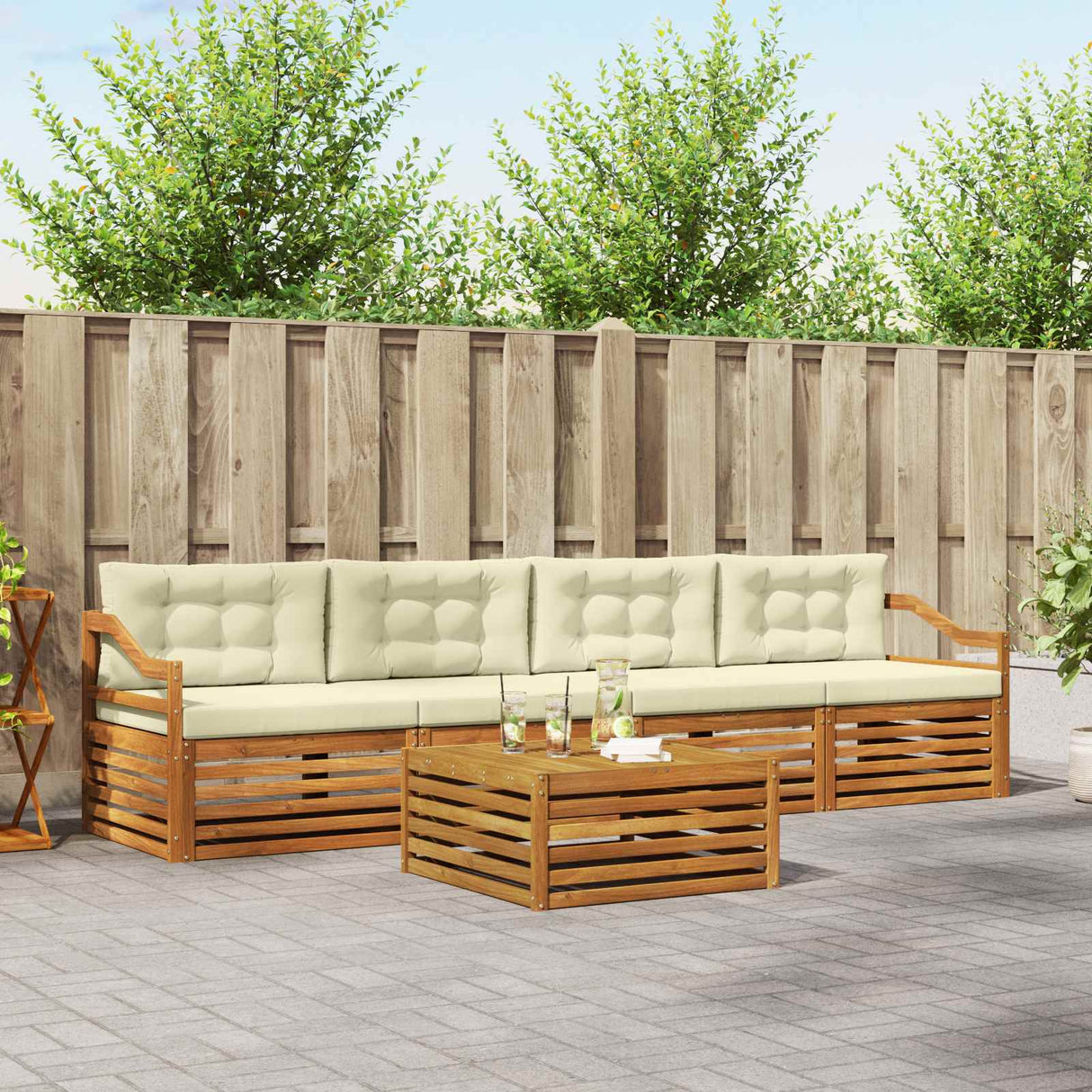 vidaXL Outdoor Sofa Set 5 pcs Natural