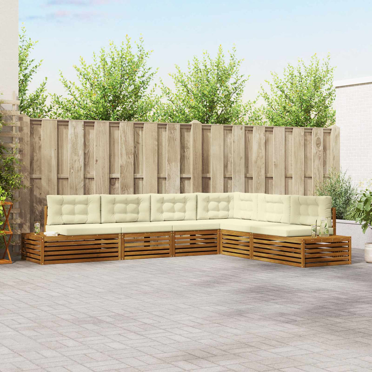 vidaXL Ensemble de banque de construction avec des ustensiles 6 pièces naturelles et crème