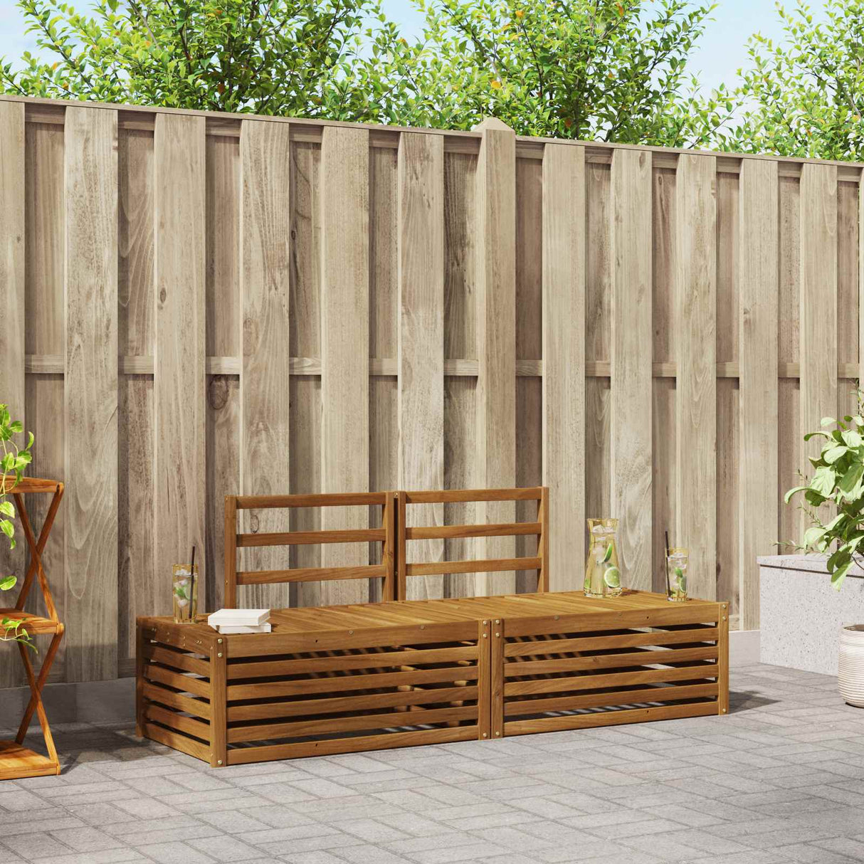 vidaXL Buiten bank set 2 Stuk Naturel 182,5 x 63 x 73 cm