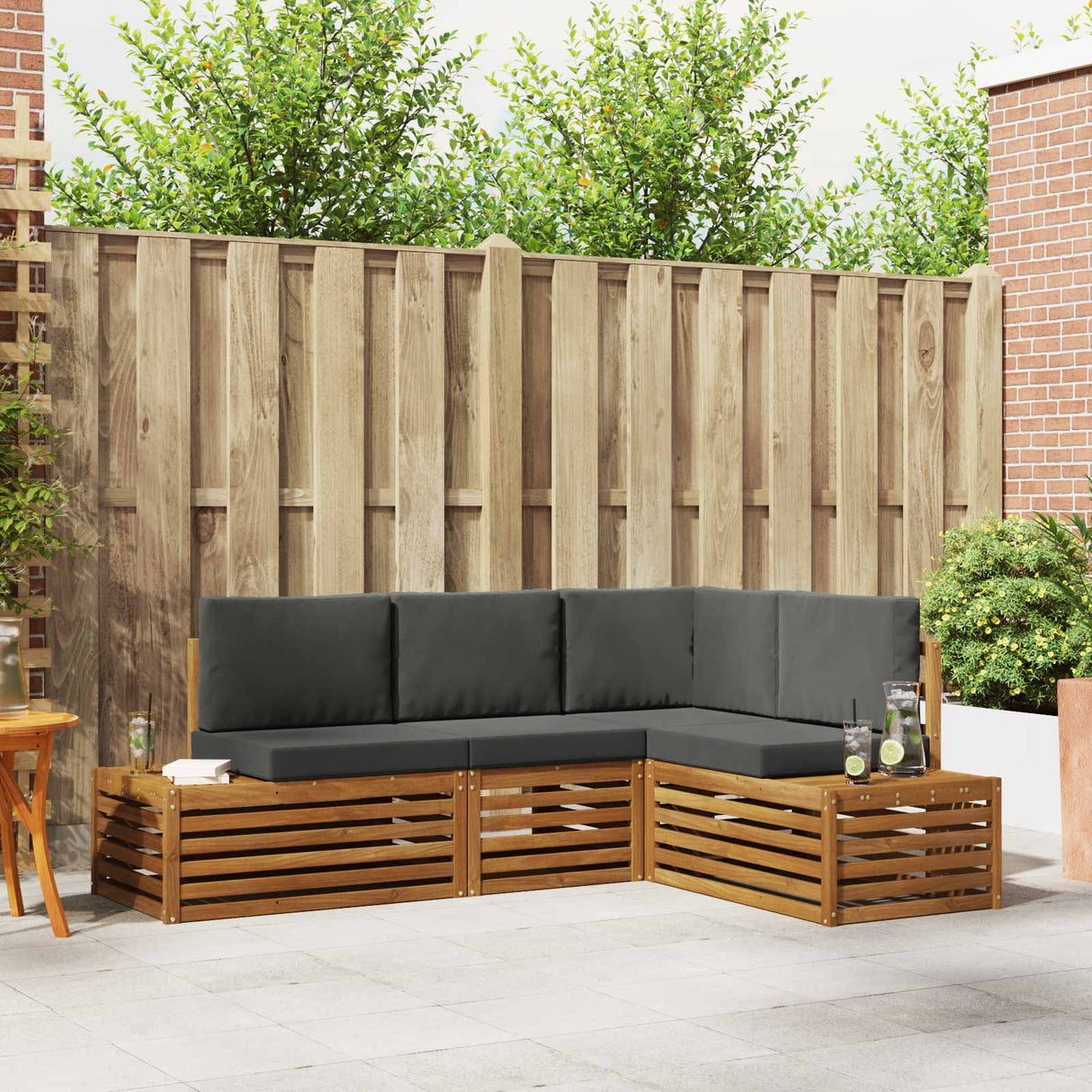 vidaXL Buiten bank set 4 Stuk Naturel Massief Acacia Hout