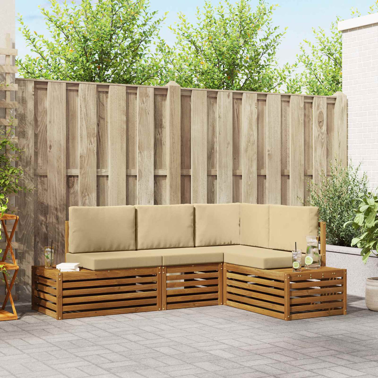 vidaXL Buiten bank set 4 Stuk Naturel Massief Acacia Hout
