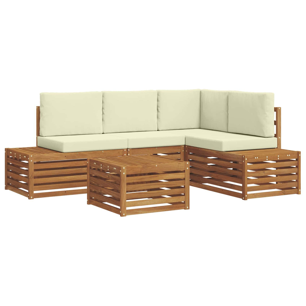 vidaXL Sofa-Sets met kussen 5 Stuk Natuurlijk en Crème
