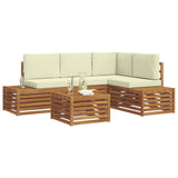 vidaXL Sofa-Sets met kussen 5 Stuk Natuurlijk en Crème