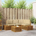 vidaXL Sofa-Sets met kussen 5 Stuk Natuurlijk en Crème