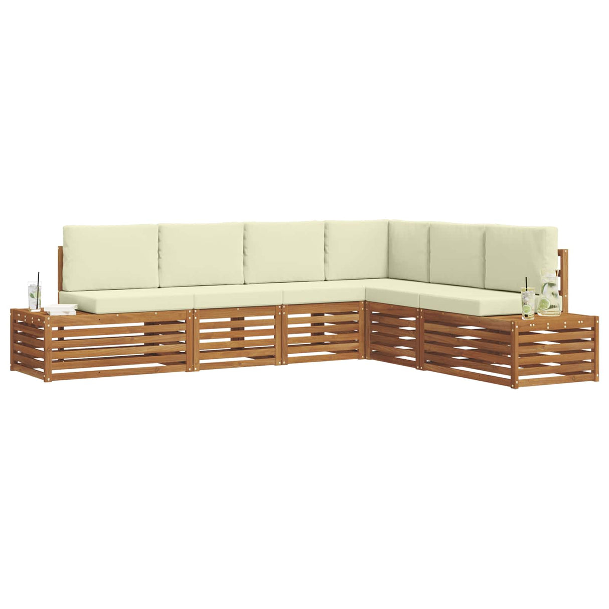 vidaXL Sofa Sets with Cushions 6 Pieces Natural and Cream