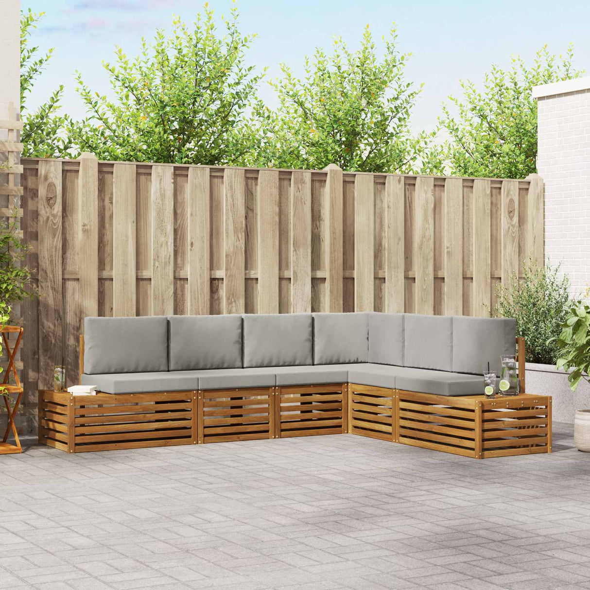 vidaXL Sofa Sets with Cushions 6 Pieces Natural and Cream