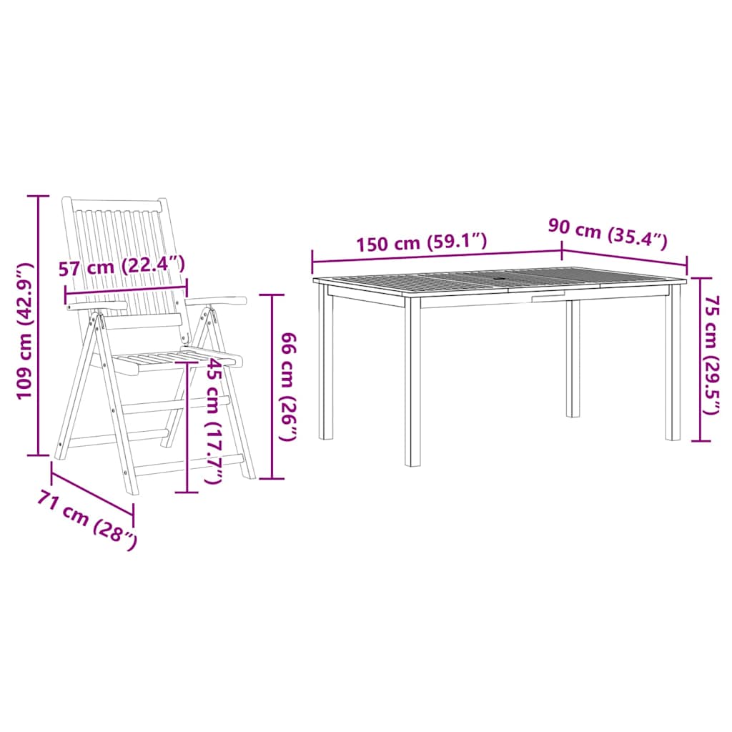 vidaXL 3-delige Tuinset massief acaciahout