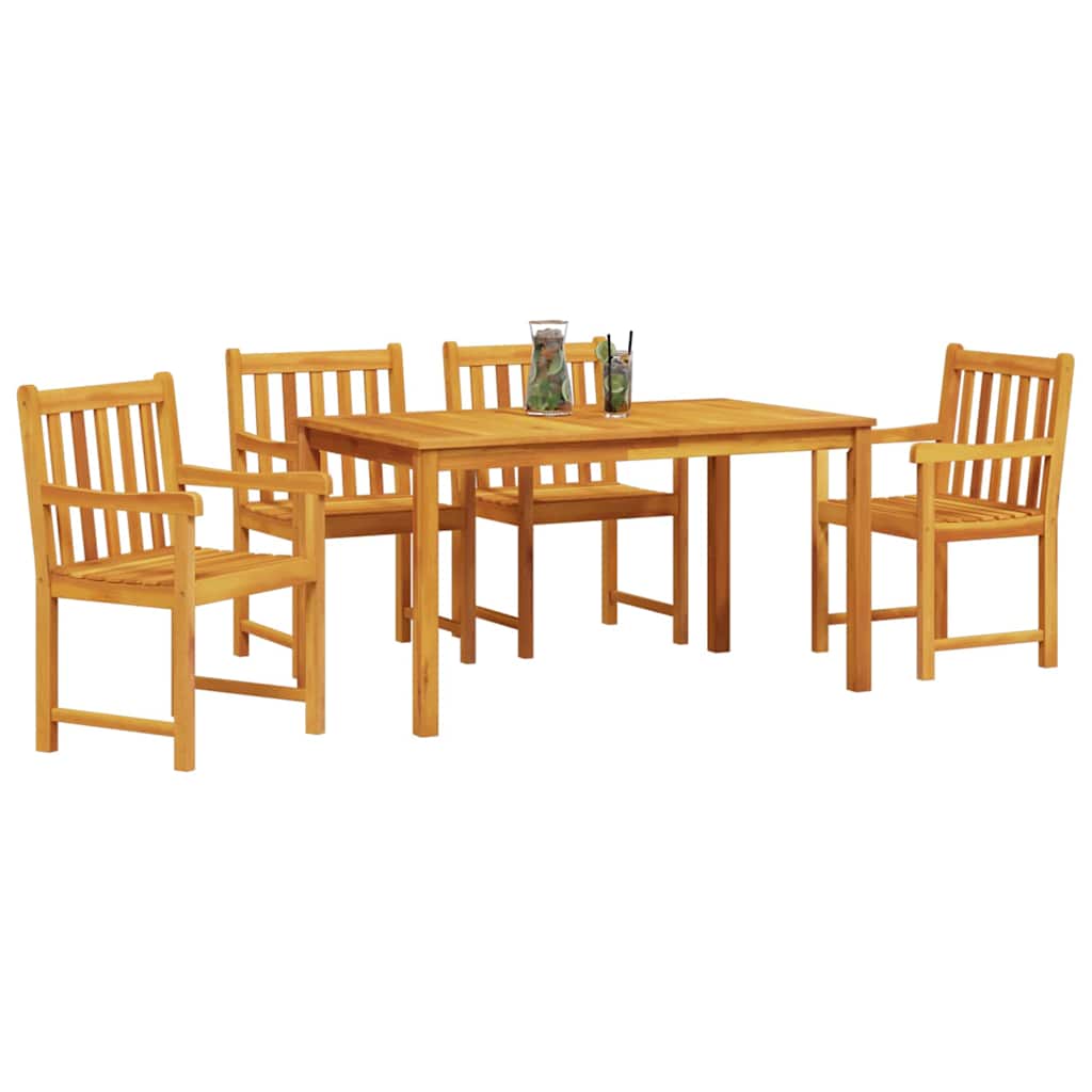 vidaXL Tuin Eettafel Set 5 pcs Bruin Massief Acacia Hout