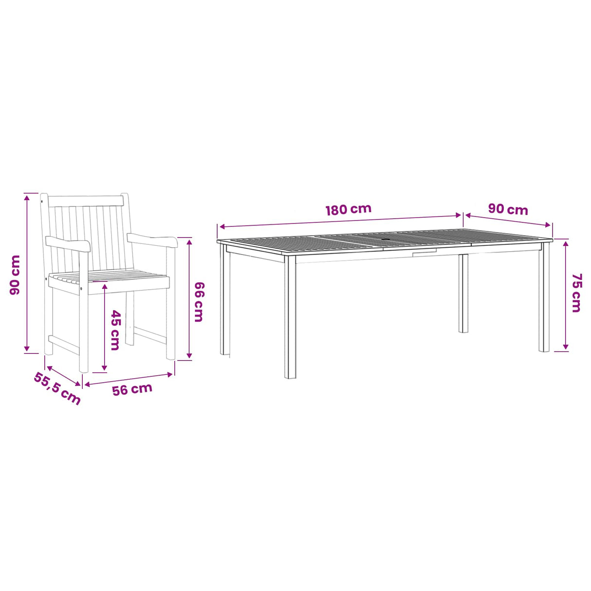 vidaXL Tuin Eettafel Set 7 pcs Bruin Massief Acacia Hout