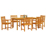 vidaXL Tuin Eettafel Set 7 pcs Bruin Massief Acacia Hout