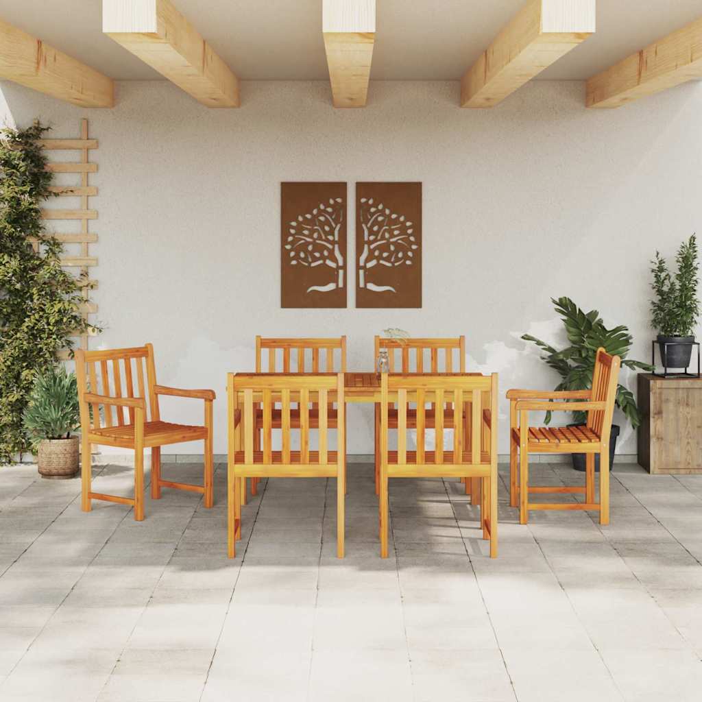 vidaXL Tuin Eettafel Set 7 pcs Bruin Massief Acacia Hout