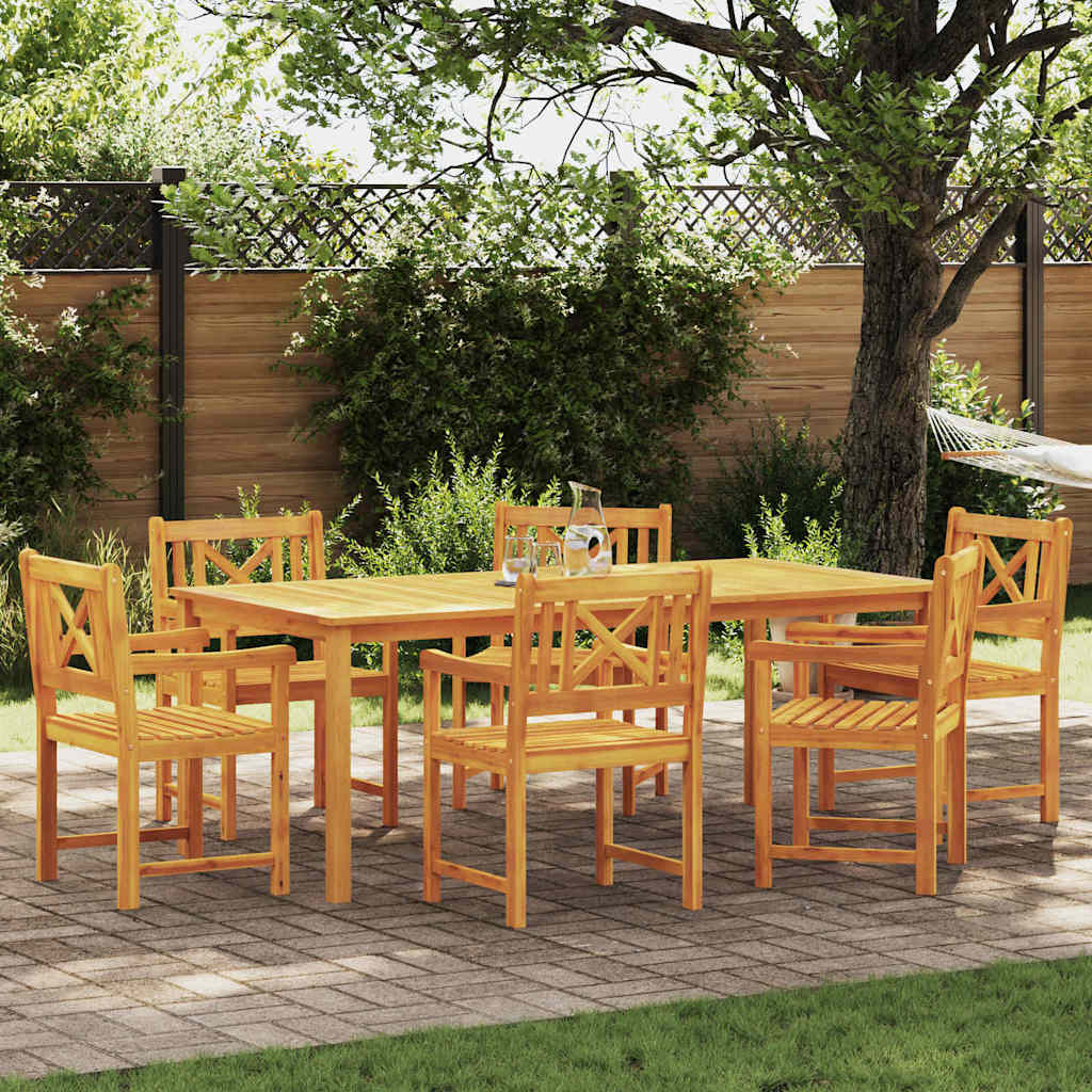 vidaXL Tuin Eettafel Set 7 pcs Bruin Massief Acacia Hout