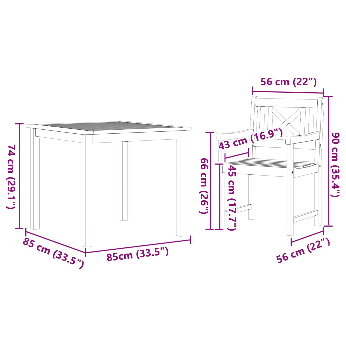 vidaXL Tuin Eettafel Set 3 pcs Bruin Massief acaciahout