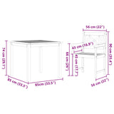 vidaXL Tuin Eettafel Set 3 pcs Bruin Massief acaciahout