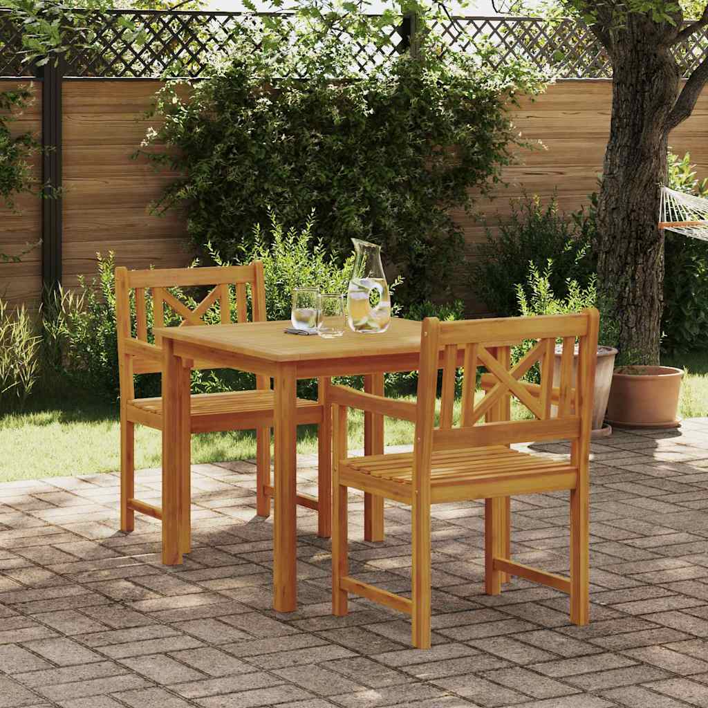 vidaXL Tuin Eettafel Set 3 pcs Bruin Massief acaciahout