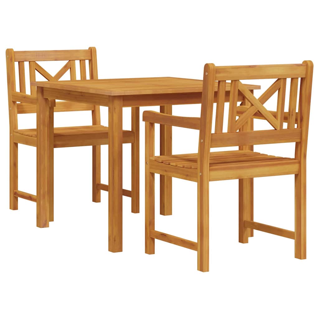 vidaXL Tuin Eettafel Set 3 pcs Bruin Massief acaciahout