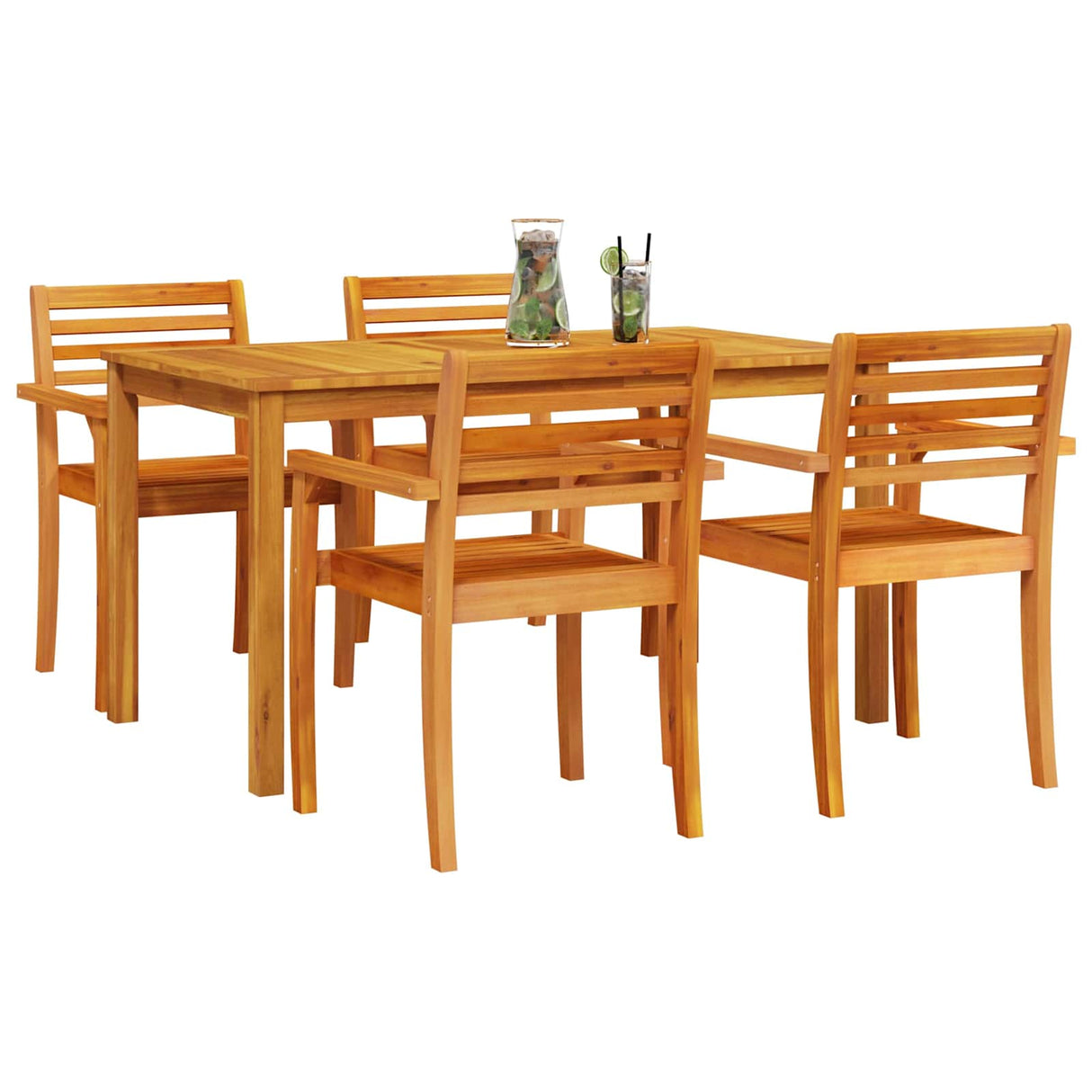 vidaXL Tuin Eettafel Set 5 pcs Bruin Massief Acacia Hout