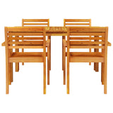vidaXL Tuin Eettafel Set 5 pcs Bruin Massief Acacia Hout