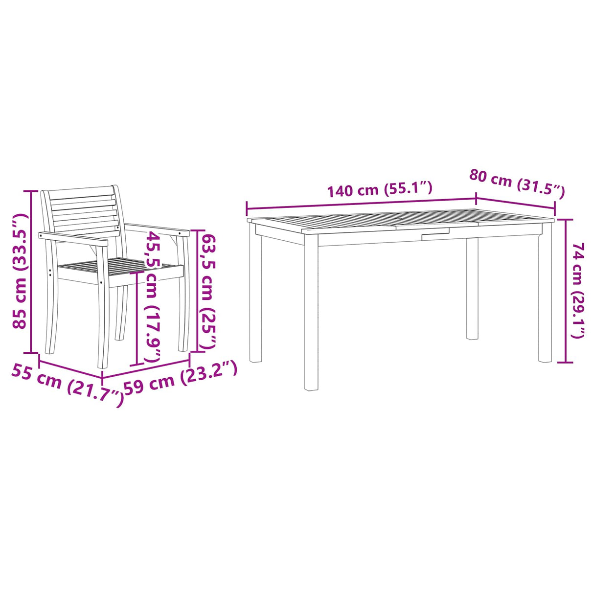 vidaXL Tuin Eettafel Set 5 pcs Bruin Massief Acacia Hout