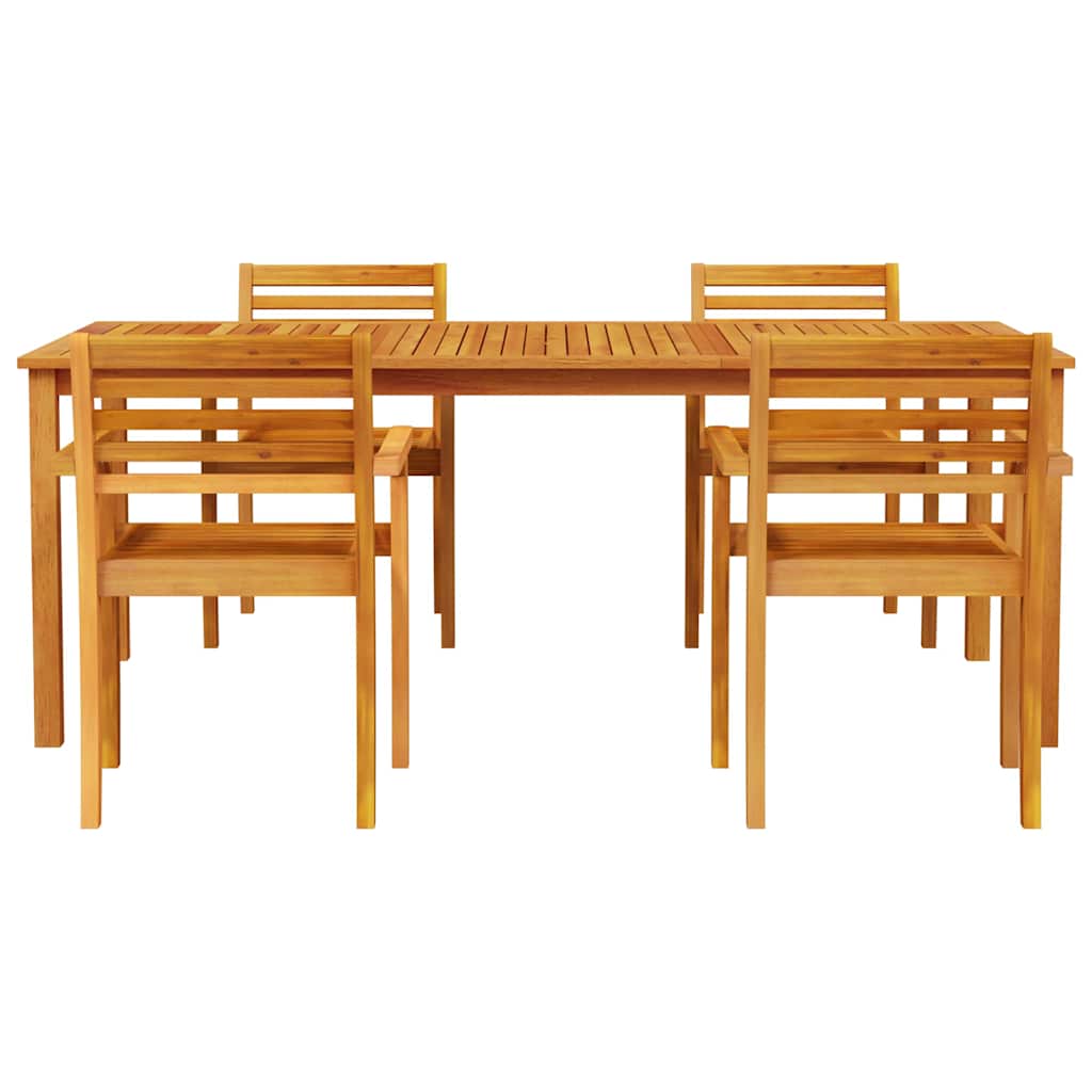 vidaXL Tuin Eettafel Set 7 pcs Bruin Massief Acacia Hout