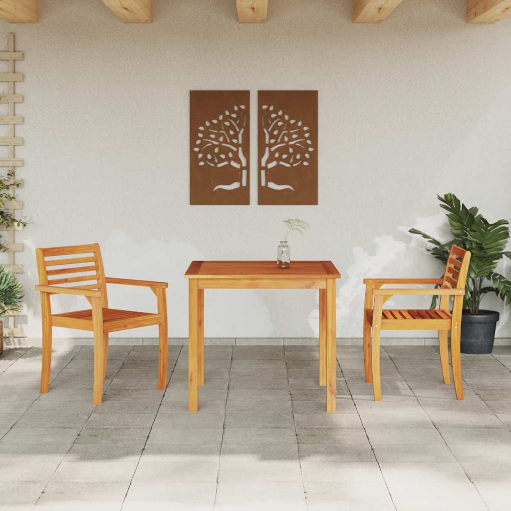 vidaXL 3-Piece Garden Dining Set Brown Solid Acacia Wood