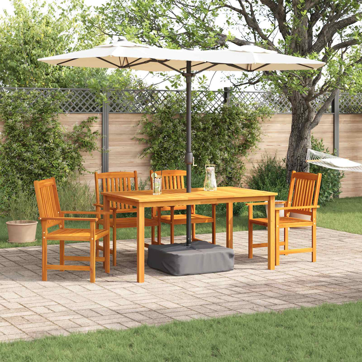 vidaXL Tuin Eettafel Set 5 pcs Bruin Massief Acacia Hout